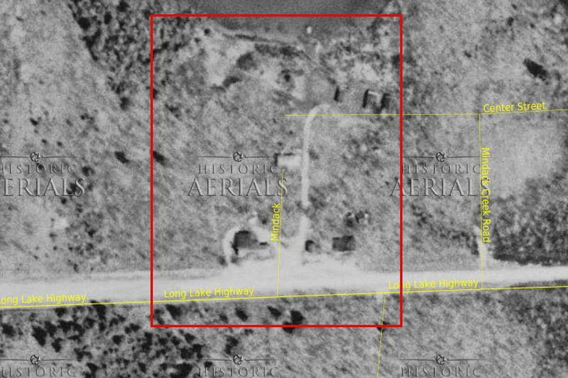 Fetrows Birch Cove Resort and Gulf Station - 1954 Aerial (newer photo)